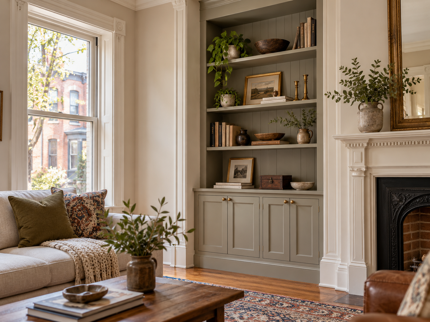 Custom built-in storage installed in a renovated Philadelphia rowhome