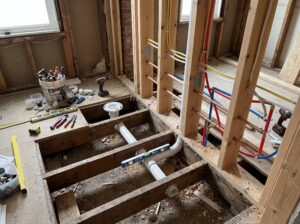 Bathroom relocation renovation detail for residential work in Philadelphia, Blue Bell and Abington.
