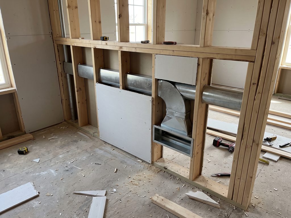Interior partition hvac coordination detail for residential work in Philadelphia, Blue Bell and Abington.
